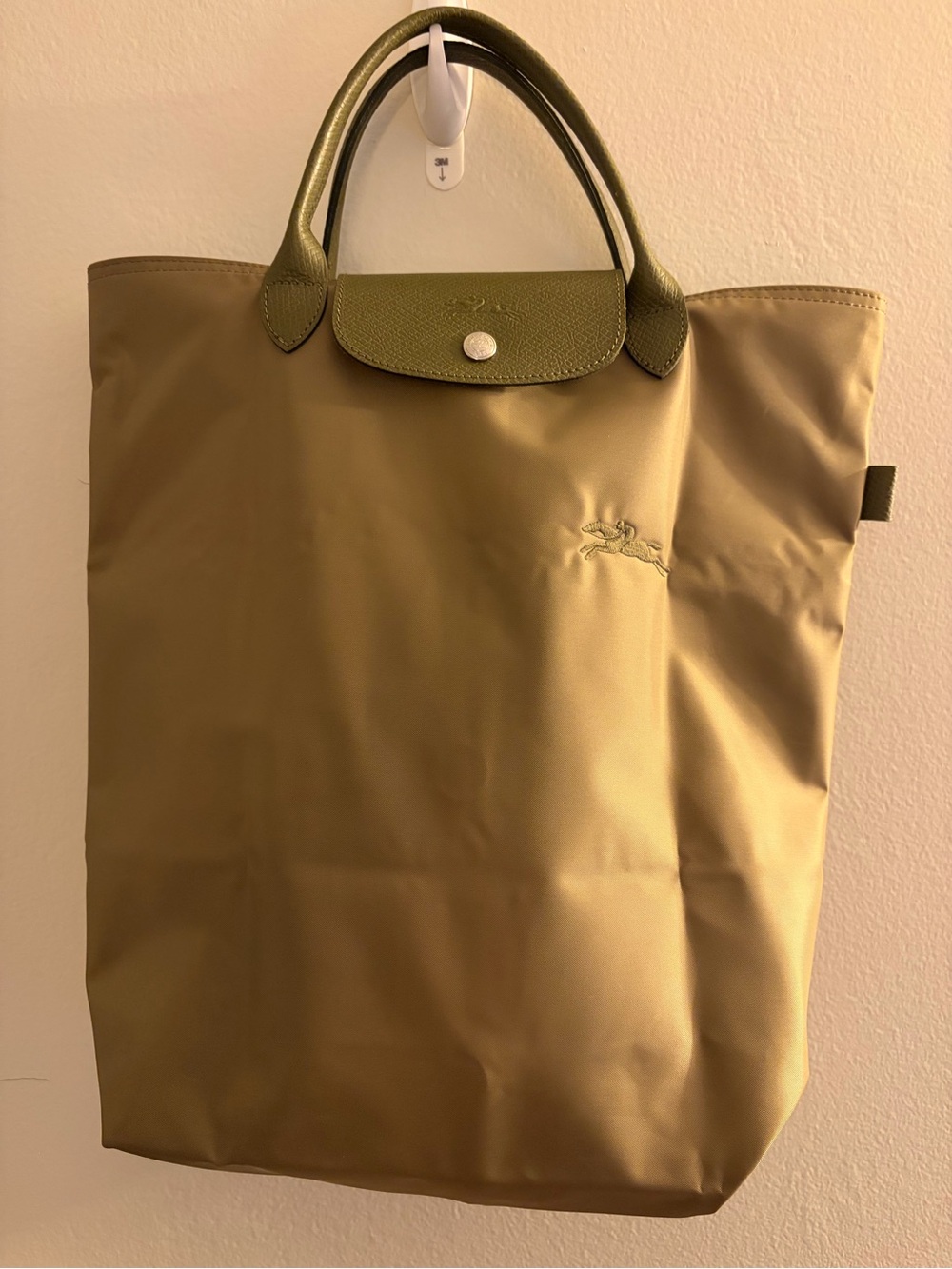 Longchamp Olive Green Nylon Top-Handle Tote